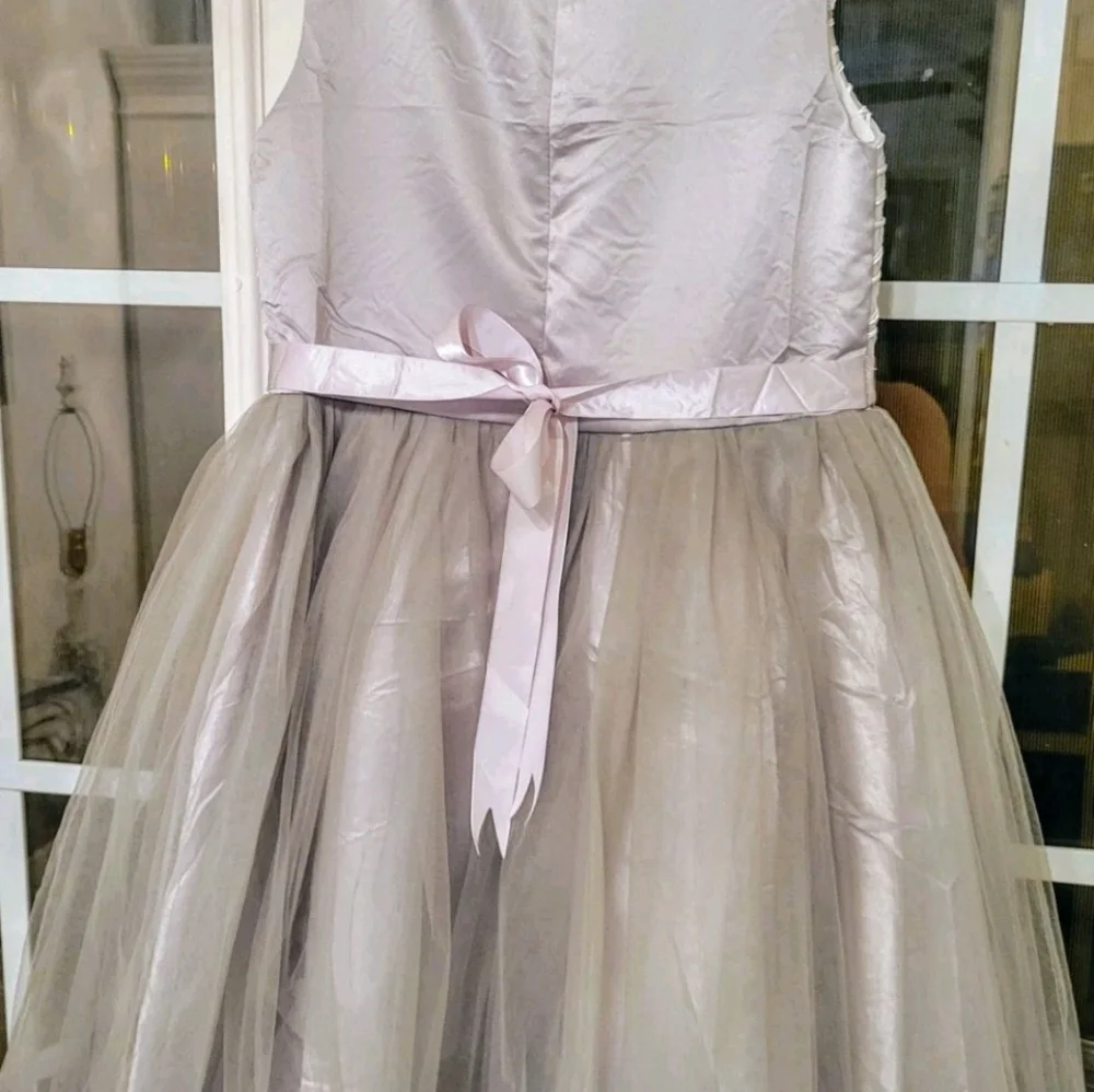 New Girls Size 10 Dress Embroidery‎ Gray & Silver Wedding Party Any Occasion